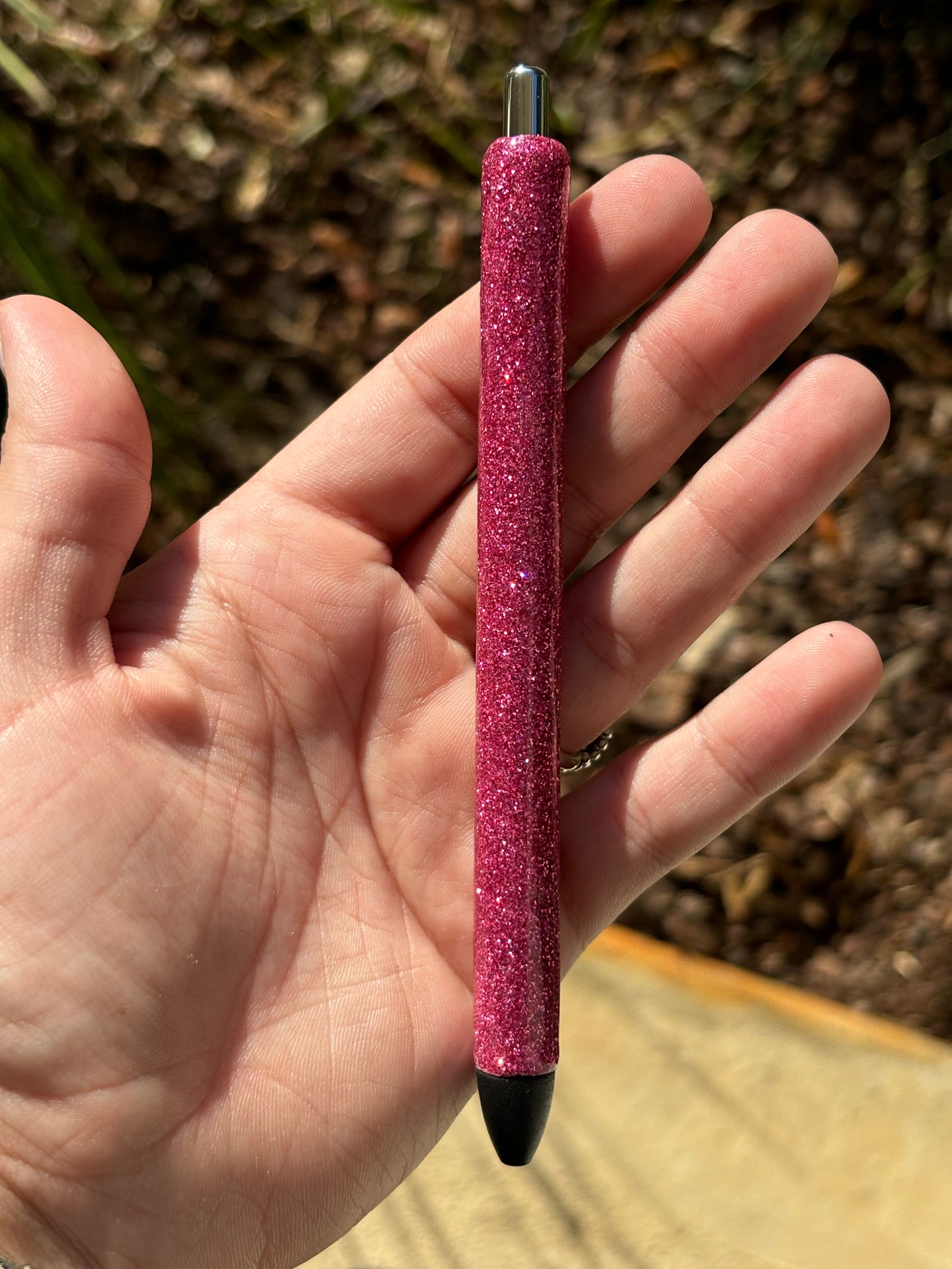 raspberry glitter pen