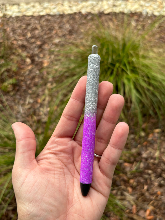 Silver and Purple Ombre glitter pen