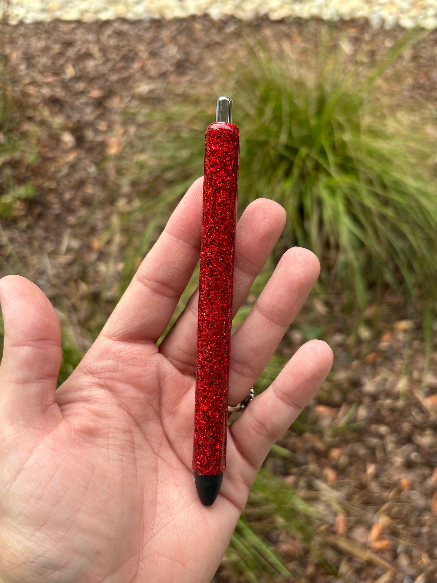 Cherry red glitter pen