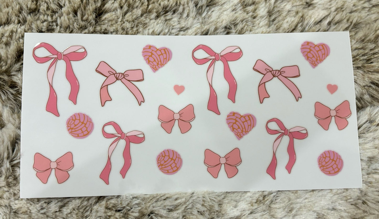 Bows and hearts 16oz decal