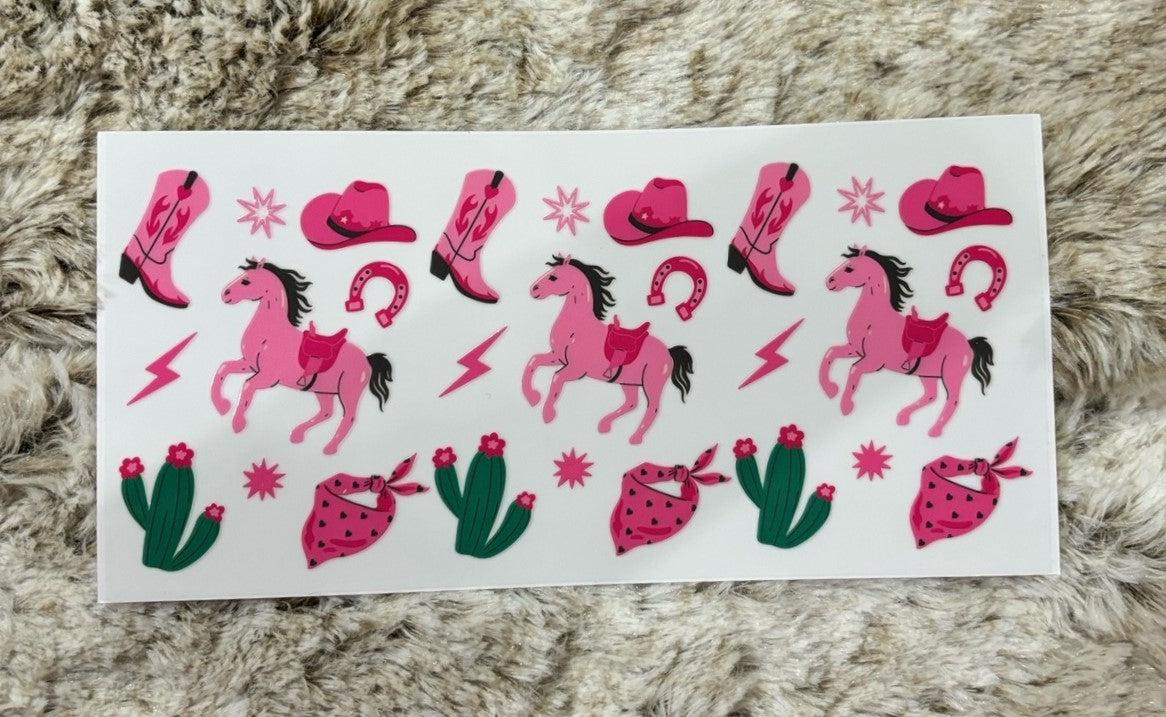 Horse, Cactus, cowgirl 16 oz decal